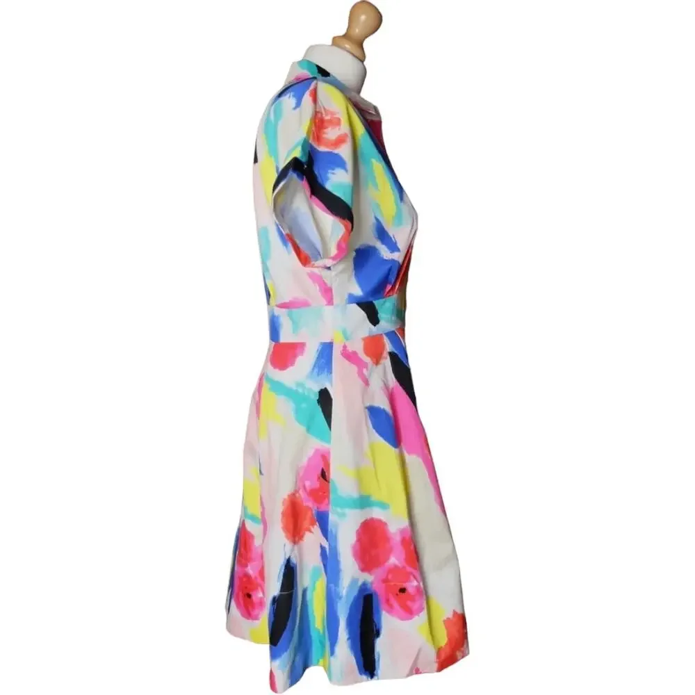 $398 Kate Spade s/s Watercolor Shirt Dress Flavor of the Month Multi color Sz 6